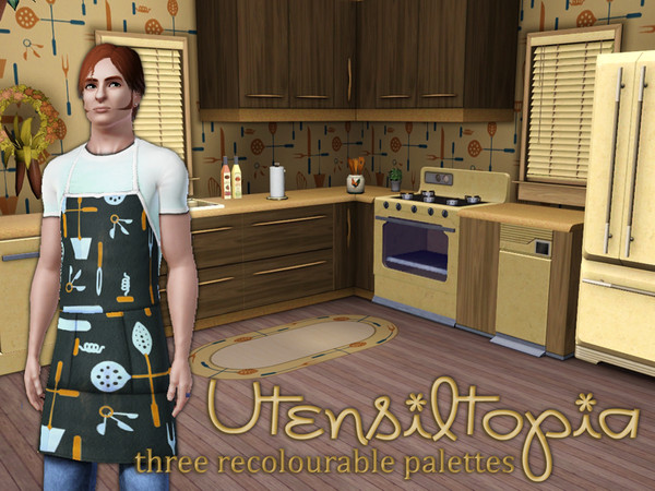 Sims 3 — Atomic 005: Utensiltopia by cruinne — Forget what room you're in? A quick glance at the wall should remind you!