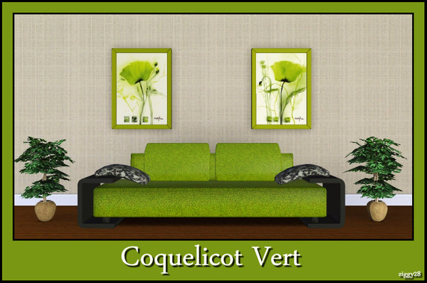 Sims 3 — Coquelicot Vert Set by ziggy28 — This a set of two paintings by the artist Marthe called ' Coquelicot Vert'. One