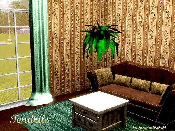 Sims 3 — Tendrils by matomibotaki — Elegant pattern in black, orange and light yellow, 3 channel, to find under