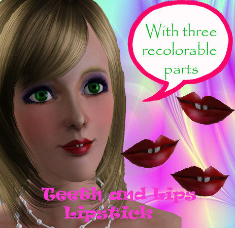 Sims 3 — Teeth and Lips by Veronica_Nightmare — Teeth and Lips for your Sims. Clearer teeth and better lips color.