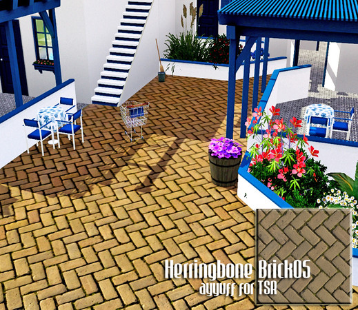 Sims 3 — Herringbone Brick05 by ayyuff — 