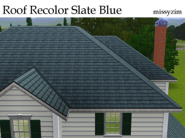 Sims 3 — MZ_Roof recolor_Slate blue by missyzim — Recolor of the EA Red Slate Roof with white trim.