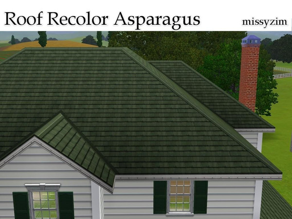 Sims 3 — MZ_Roof recolor_Asparagus by missyzim — Recolor of the EA Red Slate Roof with white trim.
