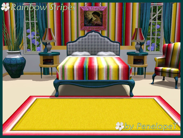 Sims 3 — Rainbow Stripes Pattern by PenelopeT — A fun rainbow pattern to brighten up your Sims wardrobe or home