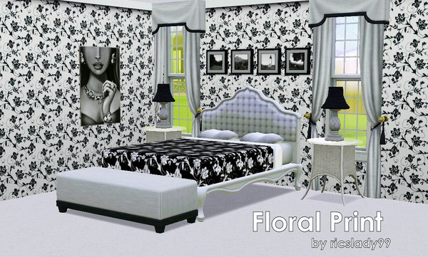 Sims 3 — Floral Print by ricslady99 — Floral Print, 2 re-colorable palettes