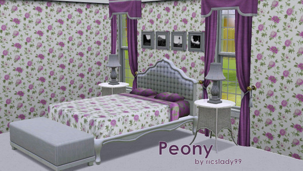 Sims 3 — Peony by rics by ricslady99 — Peony, 4 re-colorable palettes. 2 colors are for the leaves