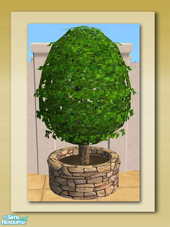 Sims 2 — Round Stone Egg Shrub Planter -  Mesh by Shakeshaft — Part of a New 10 Mesh Set including Round Stone Planters,