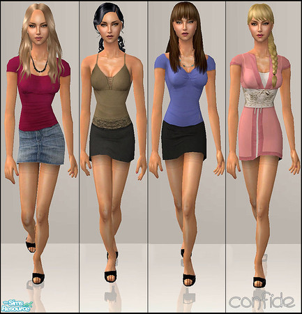 Sims 2 — Sultry by confide — Set of 4 outfits. You need to download the mesh from the link below.