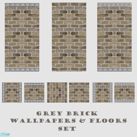 Sims 2 — Grey Brick Wallpapers/Floors Set by Sheera — This set includes 9 items : 3 walls and their 6 matching floors,