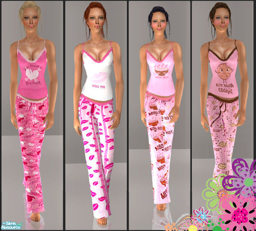 Sims 2 — Sml_Pj Set 03 by simal10 — Four colorful and lovely pjs for your sims. You need to download