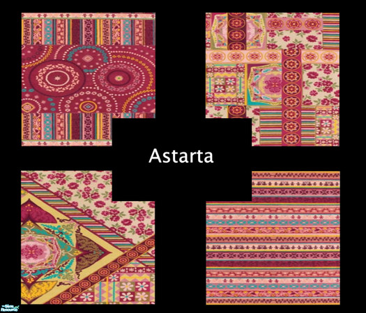 Sims 2 — Bohemian by Astarta — "Patchwork" styled rugs.