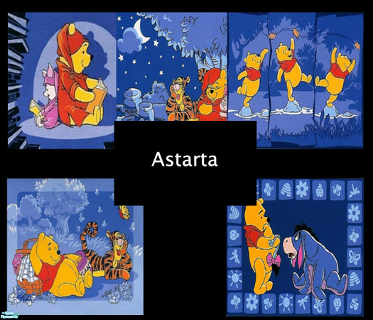 Sims 2 — Pooh In Blue by Astarta — Winnie the Pooh rugs, all with blue backgrounds.