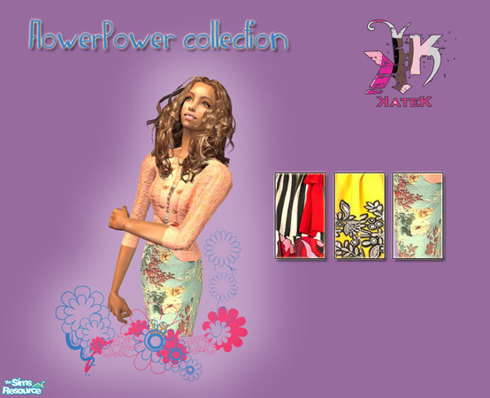 Sims 2 — FlowerPower dresses collection by K@ — Bright summer collection of formal dresses with Flower prints. Yellow is