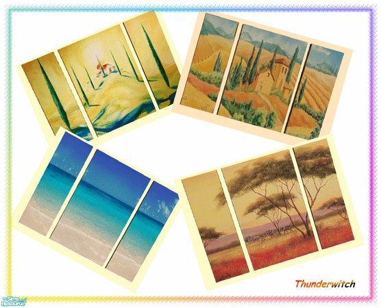 Sims 2 — Triptychs by thunderwitch — You need the linked mesh. 