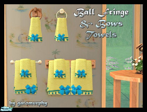 Sims 2 — Ball Fringe & Bows Towels by gatomurphy — A bit of retro fun for the bathroom or kitchen! This is part of