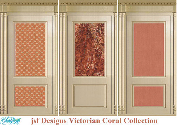 Sims 2 — jsf Designs Victorian Corals by jsf — From jsf Designs, The jsf Victorian panel with patterned coral wallpaper,