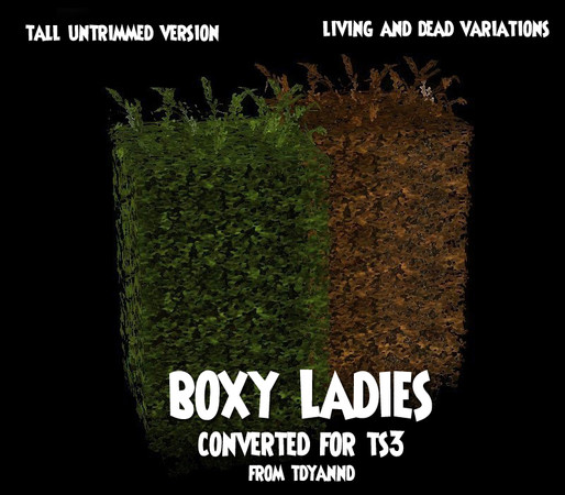 Sims 3 — Boxy Ladies Tall Overgrown by tdyannd — Part of a set of four hedges converted from TS2 as requested in the TSR