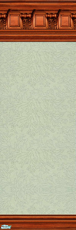 Sims 2 — jsf2CherryAquaCoral by jsf — A bold, new, cherry, crown moulding holds a wallpaper in aqua blue with subtle