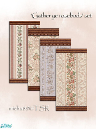 Sims 2 — Gather ye\' rosebuds set by micha89 — \'Gather ye\' rosebuds\' is a set of 4 victorian wallpapers. textures are