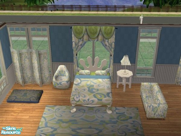 Sims 2 — JP Retro Flowers 1 Bedroom Set by Jonchloe — This is my Retro Flowers 1 Bedroom Set. I used Maxis items only and