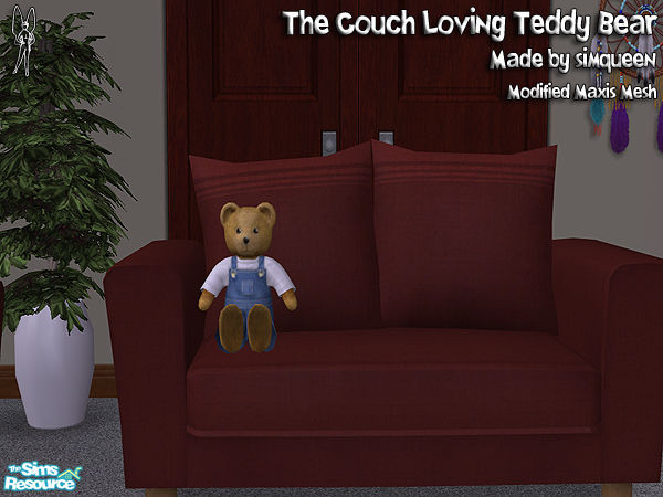Sims 2 — The Couch Sitting Teddy Bear by SimQueen — This little guy loves to sit on the couch. Use the "move_objects