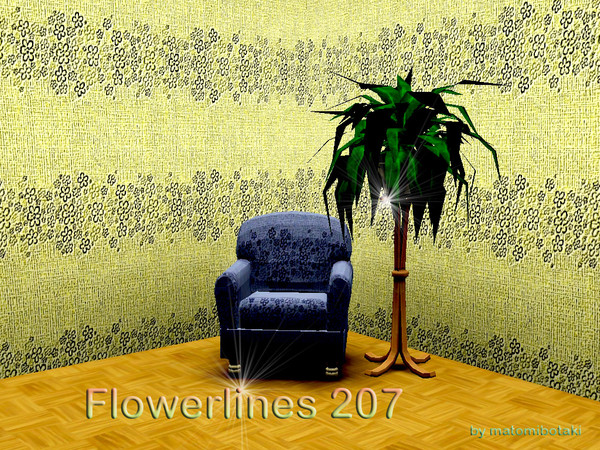 Sims 3 — Flowerlines 207 by matomibotaki — Pattern in blue, yellow and light yellow, 3 channels, to find under Geometric.