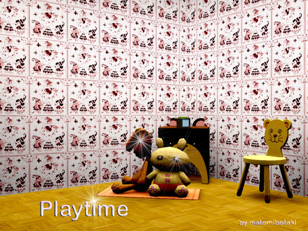 Sims 3 — Playtime by matomibotaki — Tile pattern for the sims kids in red, brown and light blue, 3 channels, to find
