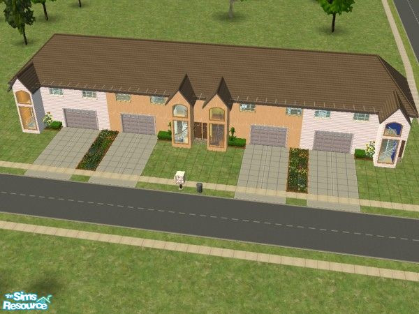 Sims 2 — Rocca Villas by angel01taylor — 4 Townhouse apartments with a single garage. Each apartment contains 3br/2ba.