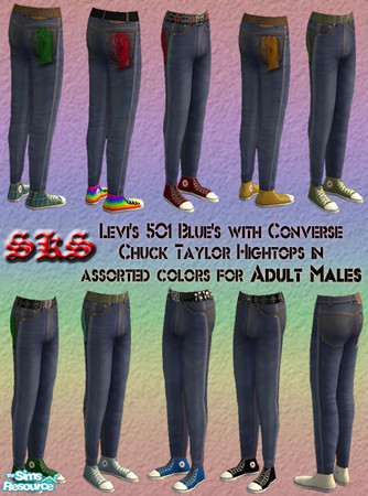 Sims 2 — AMB 501 Blues & Chucks by 71robert13 — Blue Levi\'s 501 Jeans with Converse Chuck Taylor AllStar Hi-tops in