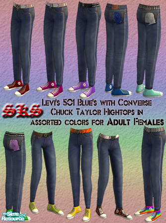 Sims 2 — AFB 501 Blues & Chucks by 71robert13 — Blue Levi\'s 501 Jeans with Converse Chuck Taylor AllStar Hi-tops in
