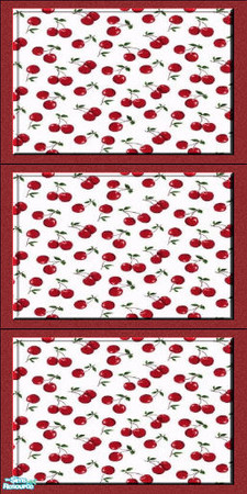 Sims 2 — NK Salsa Bath Dark Red - Wall 1-Cherry by MoMama — A wall tiled with cherries bordered in dark red.
