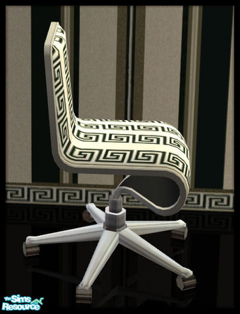 Sims 2 — NK Arizona BnW LR - Desk Chair by MoMama — A desk chair with basic black on the back and a white geometric