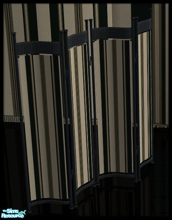 Sims 2 — NK Arizona BnW LR - Screen by MoMama — A black and white striped fabric on a black metal frame provides added