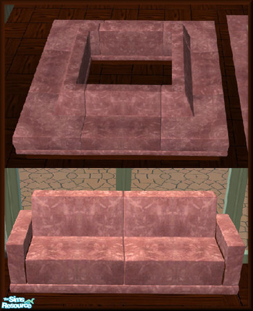 Sims 2 — NK TC36 Living Room - Sectional by MoMama — A sectional in a lovely pink fabric with dark wood base.
