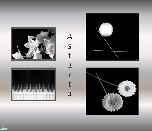 Sims 2 — Black living wallhangings by Astarta — Some black and White paintings, that if your sim likes it dark as a