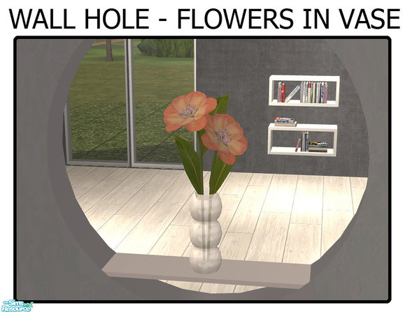 Sims 2 — Wall Hole - Flower in vase by linegud — Flowers in a glass vase to put on my wall hole shelves or just use as