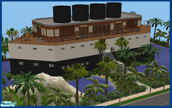 Sims 2 — Small Titanic version by ripley66 — A small titanic type ship that\'s been converted into a home! Pool in the