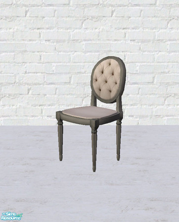 Sims 2 — Tufted Dining Chair in Grey and Silver by salixlikescake — Grey tufted upholstered back with a silver frame.