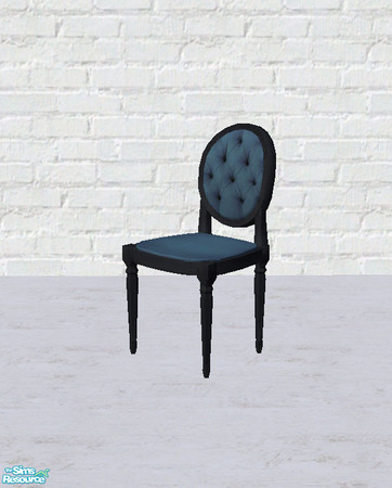 Sims 2 — Tufted Dining Chair in Blue and Black by salixlikescake — Blue tufted upholstered back with a black wood frame.