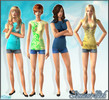 Sims 2 — \'Summer fever\' - set by StreetwearGirls — Our new set: Summer fever; Four t-shirt/short outfits with black