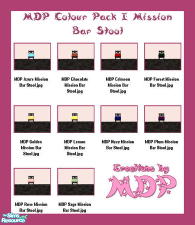 Sims 2 — MDP Colour Pack I Mission Bar Stool by MelandStv — There are 10 colourful fabric shades in this set. Part of my