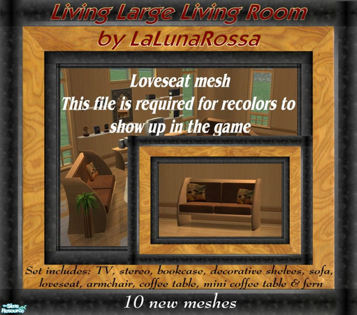 Sims 2 — Living Large Living Room - Loveseat by LaLunaRossa72 — This loveseat is quite enjoyable for sitting, snoozing,