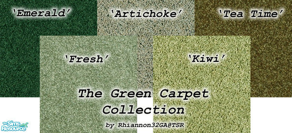 Sims 2 — Green Carpet Collection by rhiannon32ga — A set of 5 carpets in various shades of green for your sims home