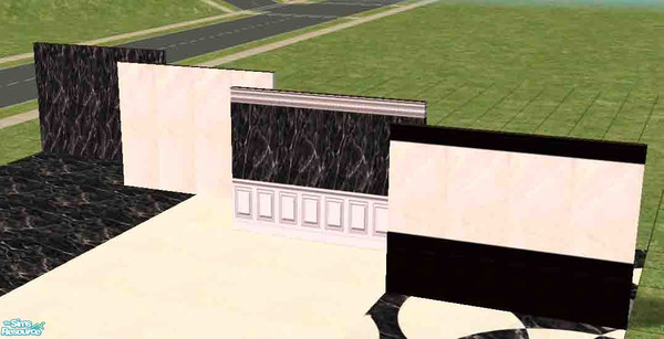 Sims 2 — OppositesAttract BlackWhite Marble by corylangreck — 4 Walls and 3 tiles based on black and white marble. I
