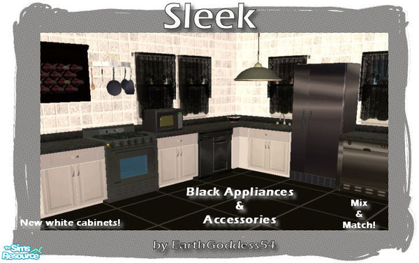 Sims 2 — Sleek Kitchen by EarthGoddess54 — This sleek kitchen in black & white is perfect for any sim home. Any way