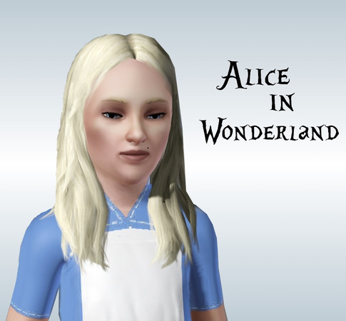 Sims 3 — Alice (As a child) by xBANG — Alice Liddell. Inspired by Mia Wasikowska from Tim Burton's Alice in Wonderland.