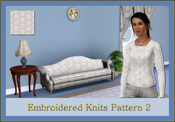 Sims 3 — Embroidered Knits Pattern 2 by ziggy28 — Embroidered Knits pattern 2. Suitable for fabrics, objects and
