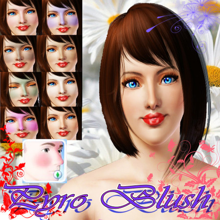 Sims 3 — Pyro Blush by Veronica_Nightmare — Blush on three parts: cheeks, forehead, nose bridge. One recolorable area. :D