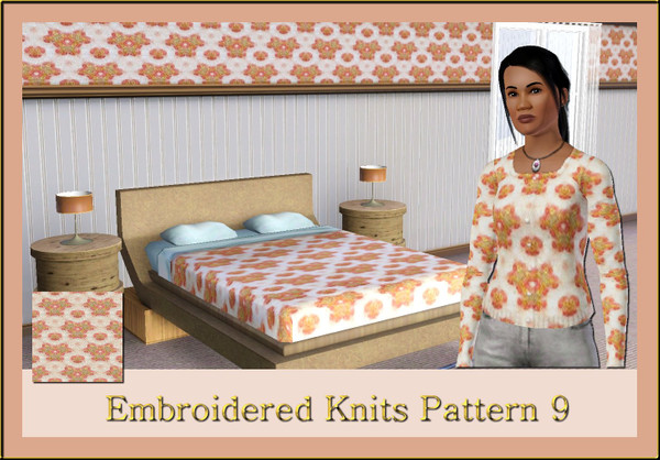 Sims 3 — Embroidered Knits Pattern 9 by ziggy28 — Embroidered Knits pattern 9. Suitable for fabrics, objects and
