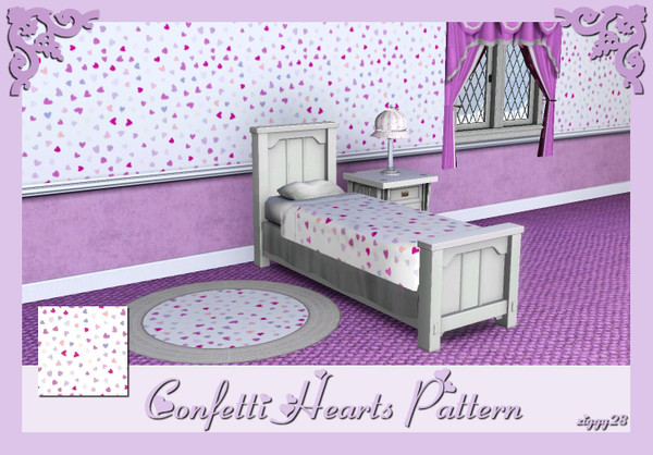 Sims 3 — Confetti Hearts Pattern by ziggy28 — Confetti Hearts Pattern. Suitable for walls, objects, clothing and fabric.